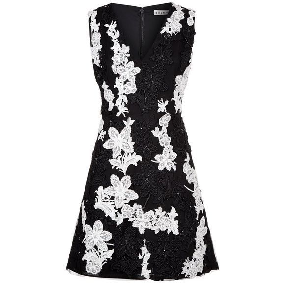 alice and olivia black floral dress
